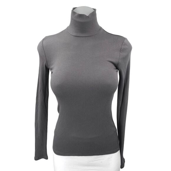 Aritzia Wilfred Women's Gray Ribbed Knit Turtleneck Long Sleeve Sweater Size XS - Picture 1 of 3